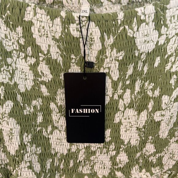 Women’s Green Floral Maternity Dress Puff Sleeve Square Neck Size XXL NWT - Picture 5 of 10